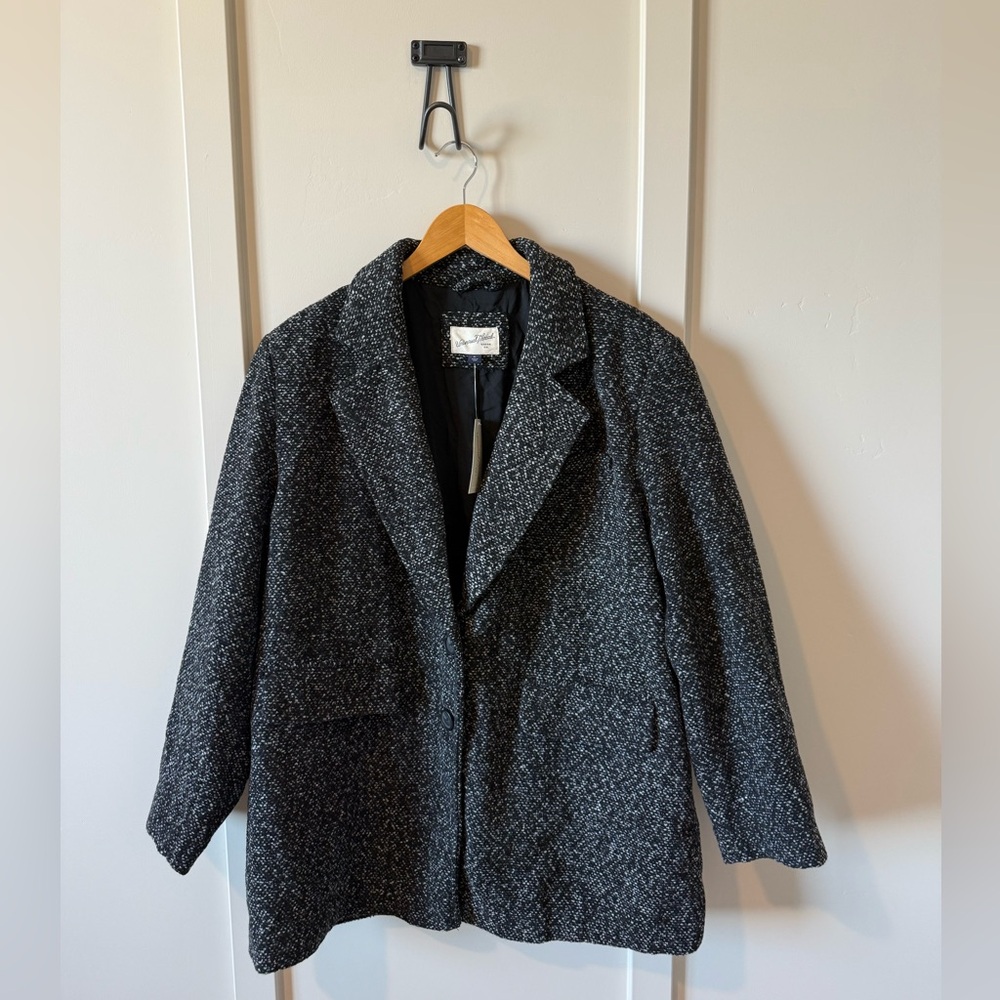 Universal thread  Womens Longline Blazer Coat‎ Navy White Tweed VN1247024